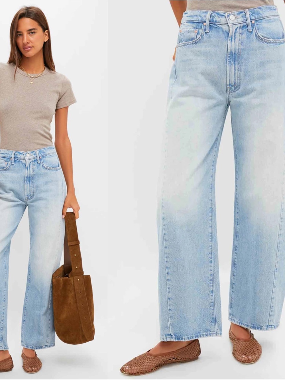 MOTHER Light Blue Wide Leg Jeans